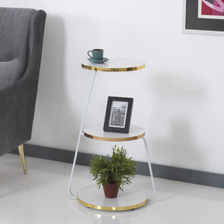 Beistelltisch Sipoo 74x46x37cm Weiss/Goldfarben