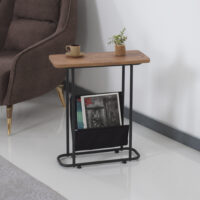 Beistelltisch Bov 64x55x24cm Schwarz/Walnuss-Optik