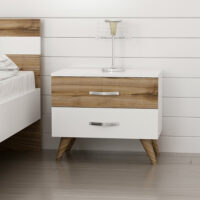 Nachttisch Allerød 51x60x37cm Weiss/Eiche