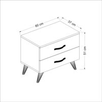 Nachttisch Allerød 51x60x37cm Anthrazit/Weiss