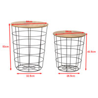 Beistelltisch-Set Hundested 2er Set Metallkorb Schwarz/Holzfarben