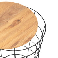 Beistelltisch-Set Hundested 2er Set Metallkorb Schwarz/Holzfarben