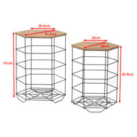 Beistelltisch-Set Hørsholm 2er Set Metallkorb Schwarz/Holzfarben