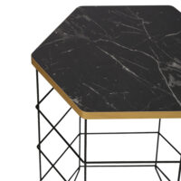 Beistelltisch-Set Hørning 3er Set Metallkorb Schwarz/Marmoroptik