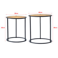 Satztisch Moriusaq im 2er Set rund Holz-Optik