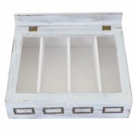 Besteckkiste Aufbewahrung mit Deckel shabby ~ weiss