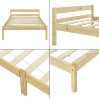 Holzbett Nakkila 100x200 cm Doppelbett mit Kopfteil Holz Natur