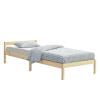 Holzbett Nakkila 100x200 cm Doppelbett mit Kopfteil Holz Natur