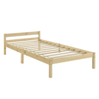 Holzbett Nakkila 100x200 cm Doppelbett mit Kopfteil Holz Natur