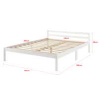 Holzbett Nakkila 140x200 cm Doppelbett mit Kopfteil Weiss