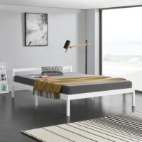 Holzbett Nakkila 140x200 cm Doppelbett mit Kopfteil Weiss