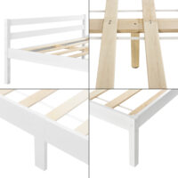 Holzbett Nakkila 140x200 cm Doppelbett mit Kopfteil Weiss