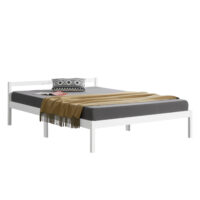 Holzbett Nakkila 140x200 cm Doppelbett mit Kopfteil Weiss