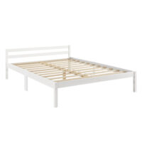 Holzbett Nakkila 140x200 cm Doppelbett mit Kopfteil Weiss
