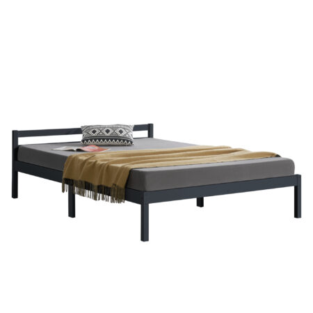 Holzbett Nakkila 140x200 cm Doppelbett mit Kopfteil Grau
