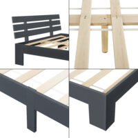 Holzbett Nivala 160x200 cm mit Kopfteil Grau