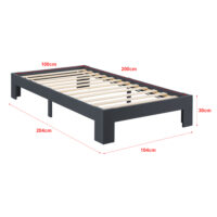 Holzbett Raisio 100x200 cm mit Kaltschaummatratze Dunkelgrau