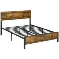 Bett mit Lattenrost 149x207cm Bettgestell aus Stahl Rustikal-Braun