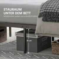 Bett mit Lattenrost 149x207cm Bettgestell aus Stahl Rustikal-Braun