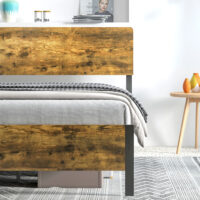 Bett mit Lattenrost 149x207cm Bettgestell aus Stahl Rustikal-Braun