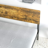 Bett mit Lattenrost 149x207cm Bettgestell aus Stahl Rustikal-Braun
