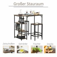 Bistrotisch Set Stehtisch Küchentisch mit 2 Barhocker