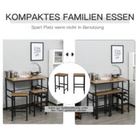 Bistrotisch Set Stehtisch Küchentisch mit 2 Barhocker + Weinregal