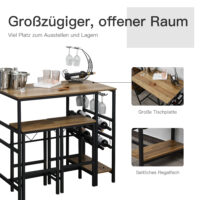Bistrotisch Set Stehtisch Küchentisch mit 2 Barhocker + Weinregal