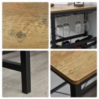 Bistrotisch Set Stehtisch Küchentisch mit 2 Barhocker + Weinregal