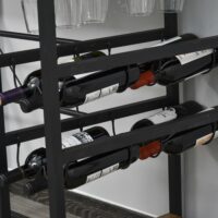 Bistrotisch Set Stehtisch Küchentisch mit 2 Barhocker + Weinregal