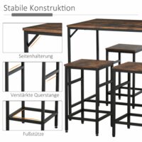 Bistrotisch Set Stehtisch Küchentisch mit 4 Barhocker