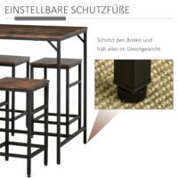 Bistrotisch Set Stehtisch Küchentisch mit 4 Barhocker