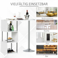 Bistrotisch Stehtisch Küchentisch Tresen 113x40x105 cm mit Weinregal