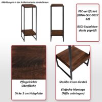 Blumentisch JAM-K71 Beistelltisch FSC Metall dunkelgrau 101cm