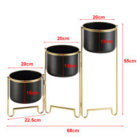 Pflanzständer Fleurus mit 3 Pflanztöpfen Schwarz Messing
