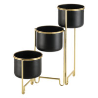 Pflanzständer Fleurus mit 3 Pflanztöpfen Schwarz Messing