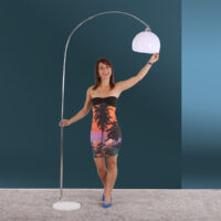 Bogenlampe Höhe: 150 - 210cm Schirm: 30cm ~ weiss