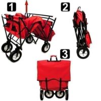 Bollerwagen klappbar rot mit Dach