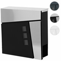 Briefkasten mit Zeitungsfach pulverbeschichtet schwarz/Edelstahl