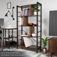 Bücherregal 4 Ebenen 79x30x155cm Stahlgestell Vintagebraun Industrie Design
