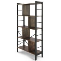 Bücherregal 4 Ebenen 79x30x155cm Stahlgestell Vintagebraun Industrie Design