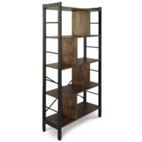 Bücherregal 4 Ebenen 79x30x155cm Stahlgestell Vintagebraun Industrie Design