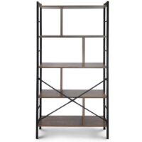 Bücherregal 4 Ebenen 79x30x155cm Stahlgestell Vintagebraun Industrie Design
