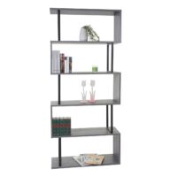 Bücherregal Dohna 183x80cm 3D-Struktur 5 Ebenen grau Metall