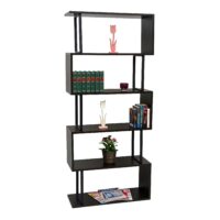 Bücherregal Dohna 183x80cm 3D-Struktur 5 Ebenen schwarz Metall