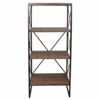 Bücherregal HWC Echtholz Metall ~ 4 Ebenen 142x60cm