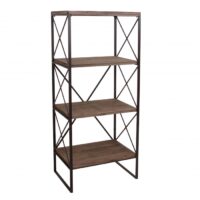 Bücherregal HWC Echtholz Metall ~ 4 Ebenen 142x60cm