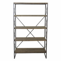 Bücherregal HWC Echtholz Metall ~ 5 Ebenen 174x102cm