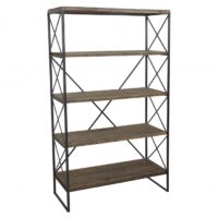 Bücherregal HWC Echtholz Metall ~ 5 Ebenen 174x102cm
