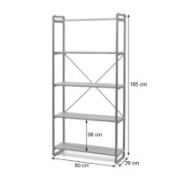 Bücherregal Industriedesign 165x80cm braun Wildeiche-Optik